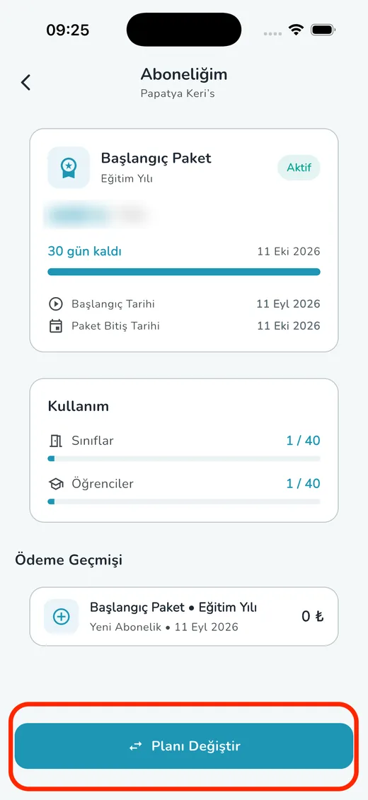 Aboneliğinizi takip edin ekranı